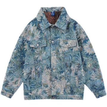Creative fashion Unisex Floral Denim Jeans Jacket
