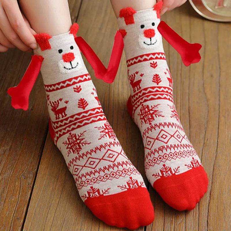 Christmas Stockings Autumn Winter Cotton Magnet Lodestone Hand Tube Socks - Velora