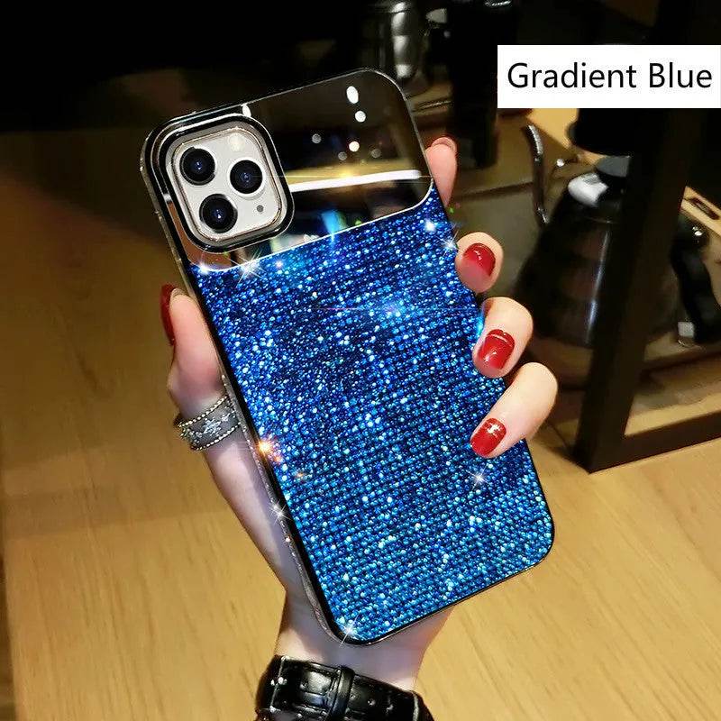 Silicone Gradual Rhinestone iphone case Apple Phone Protective Case - Velora