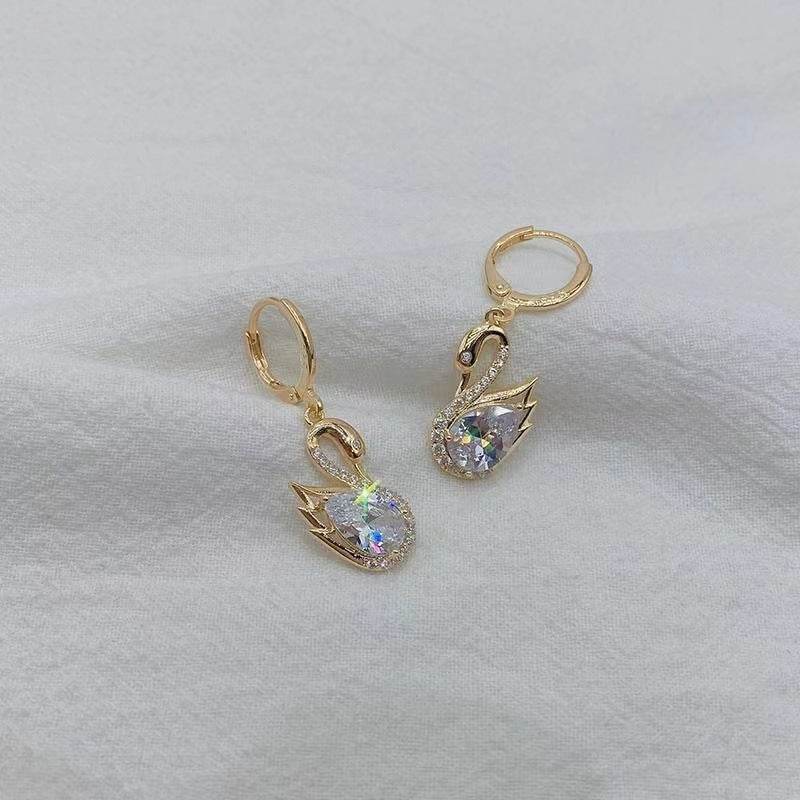 Sweet Rhinestone Swan Earrings Ins Fashion Earrings For Women Jewelry - Velora