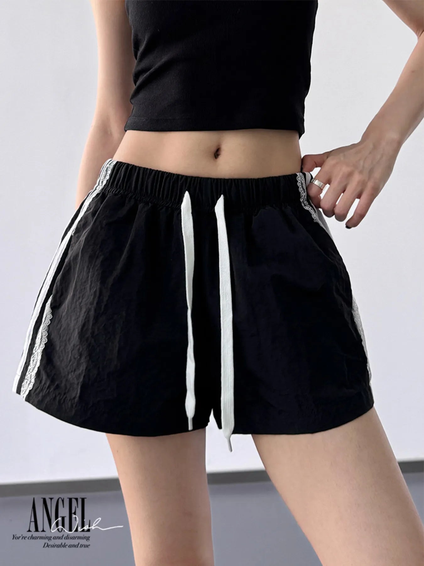 Side Stripe Drawstring Shorts - Velora