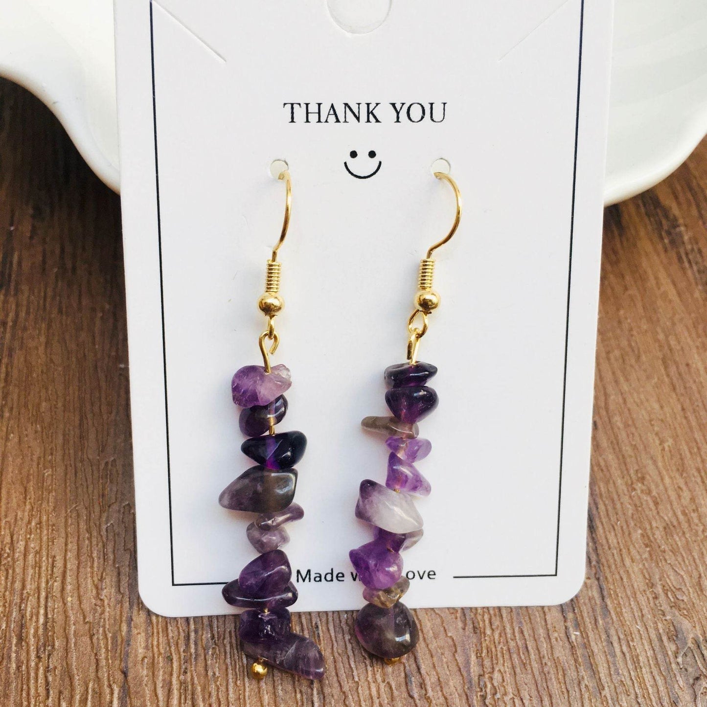 Handmade DIY Natural Crystal Stone Beaded Earrings - Velora