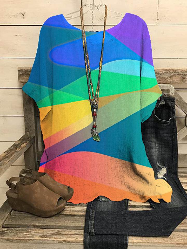 Summer Loose blouse Round Neck Short Sleeve Cotton And Linen Top For Women - Velora