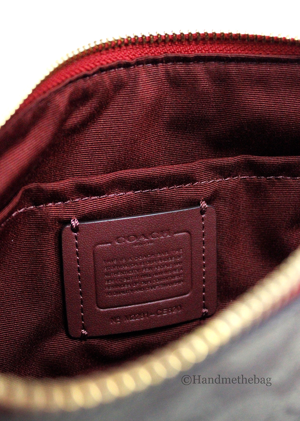 Coach Payton Small Khaki Red Signature Hobo Shoulder Bag
