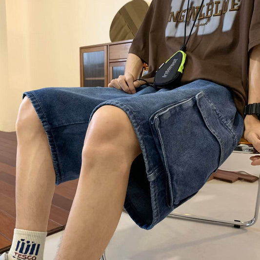 Men's Baggy Denim Cargo Shorts – Cotton Casual Jean Shorts for Men S–3XL