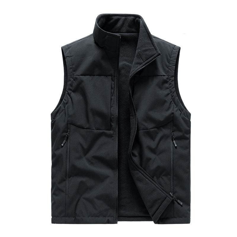 Men's Double-sided Fleece Vest Winter Warm Loose Sleeveless Tank Outdoor Workwear Vest Clothing - Velora