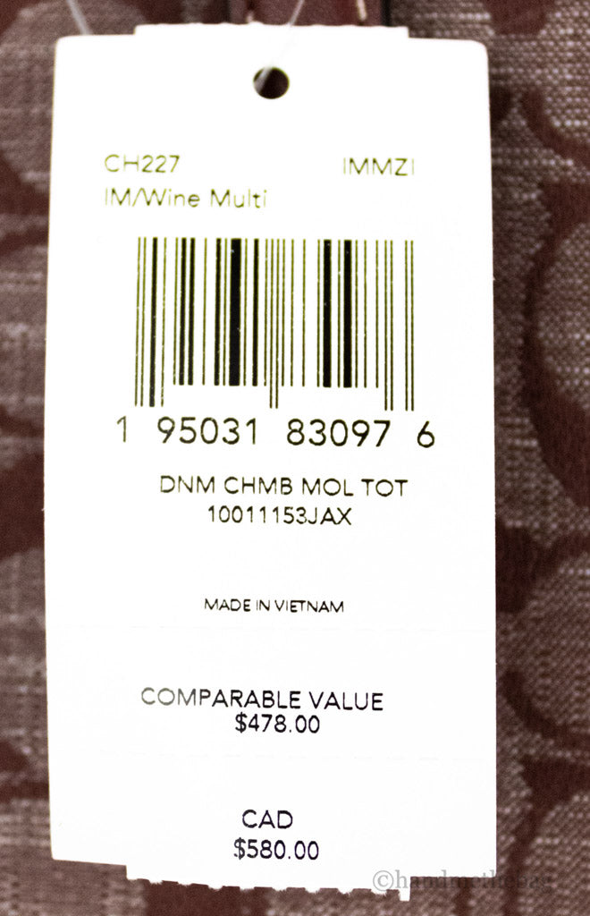Coach Mollie Chambray Wine Signature Tote
