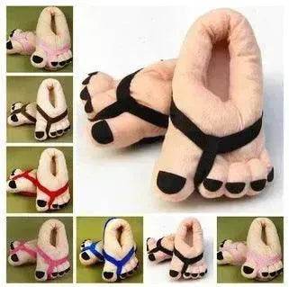 Big Giant Toe Plush Chic Women Men Creative Funny Cartoon Slippers for Winter and Autumn - Velora