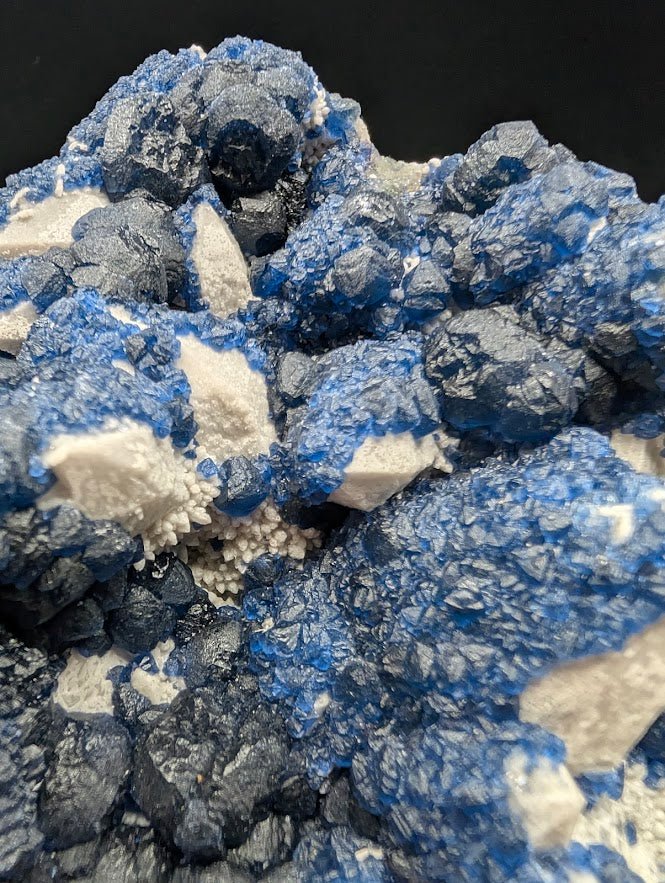 Blueberry Fluorite with Rare Cubic Window Formation & White Quartz – Huangganglang Mine (7" Museum Specimen)