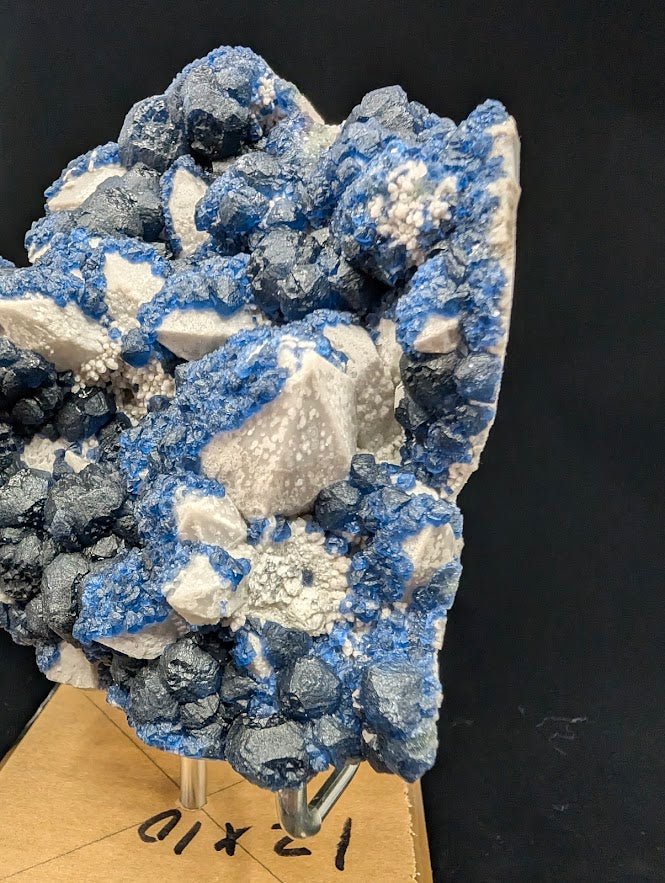 Blueberry Fluorite with Rare Cubic Window Formation & White Quartz – Huangganglang Mine (7" Museum Specimen)