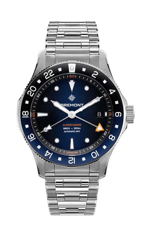 Bremont Supermarine 300M GMT, 'Glacier' Blue SM40-GMT-SS-BLBK-B - Velora