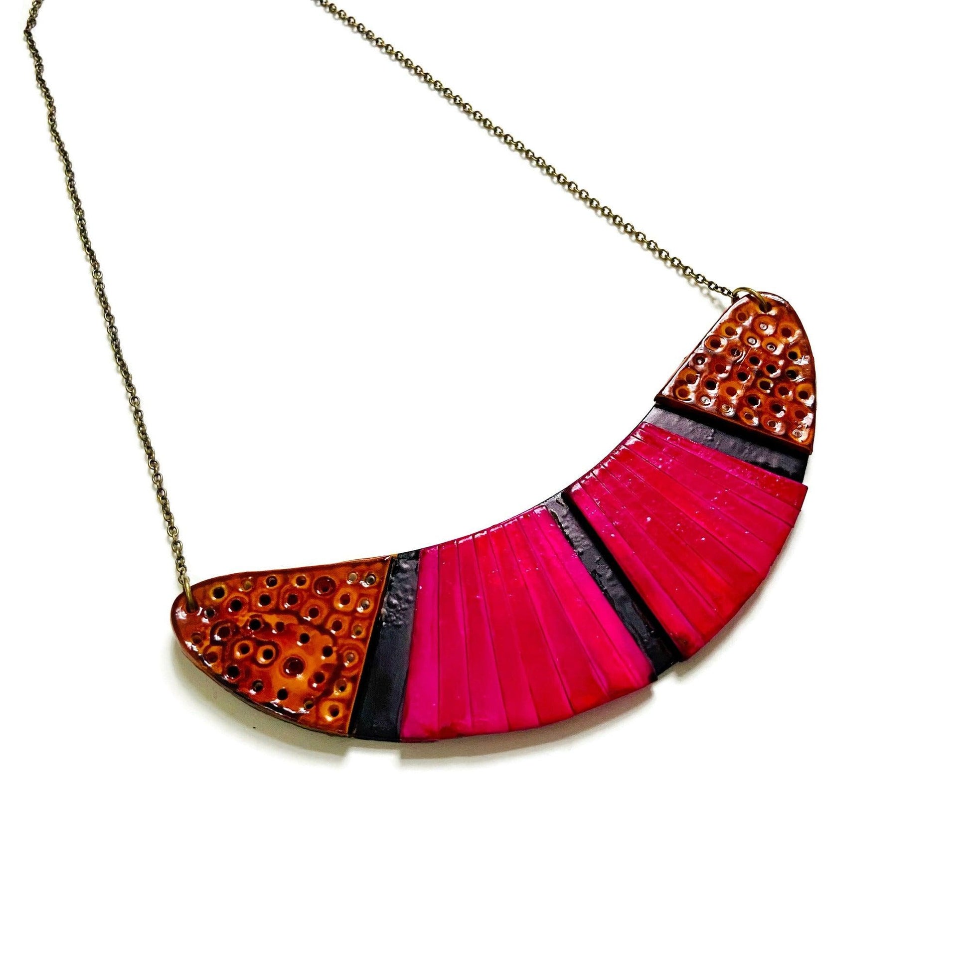 Bohemian Statement Necklace in Fuchsia, Yellow & Black - Velora Luxury Fashion