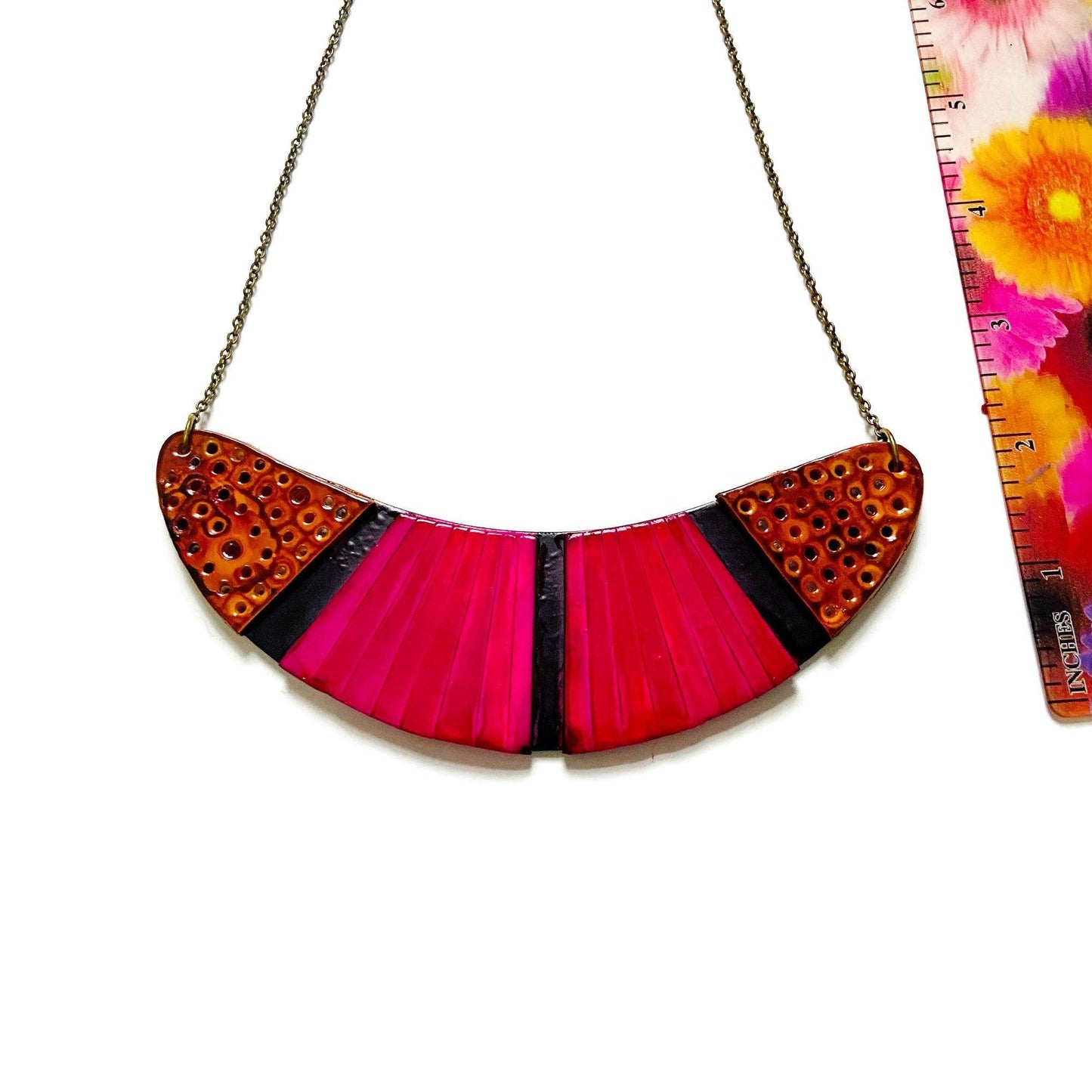 Bohemian Statement Necklace in Fuchsia, Yellow & Black - Velora Luxury Fashion
