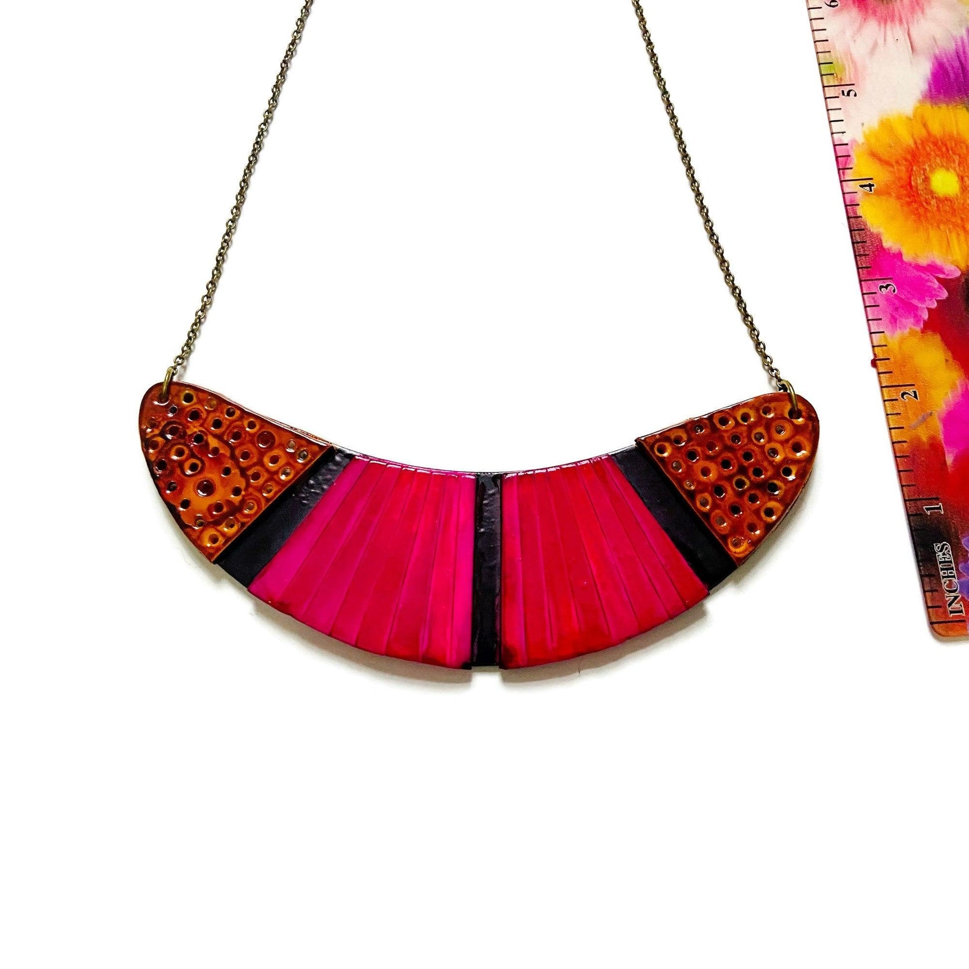 Bohemian Statement Necklace in Fuchsia, Yellow & Black - Velora Luxury Fashion