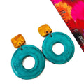 Bold Retro Statement Necklace with Multicolored Geometric Design, Clay Hand Painted - Velora Luxury Fashion