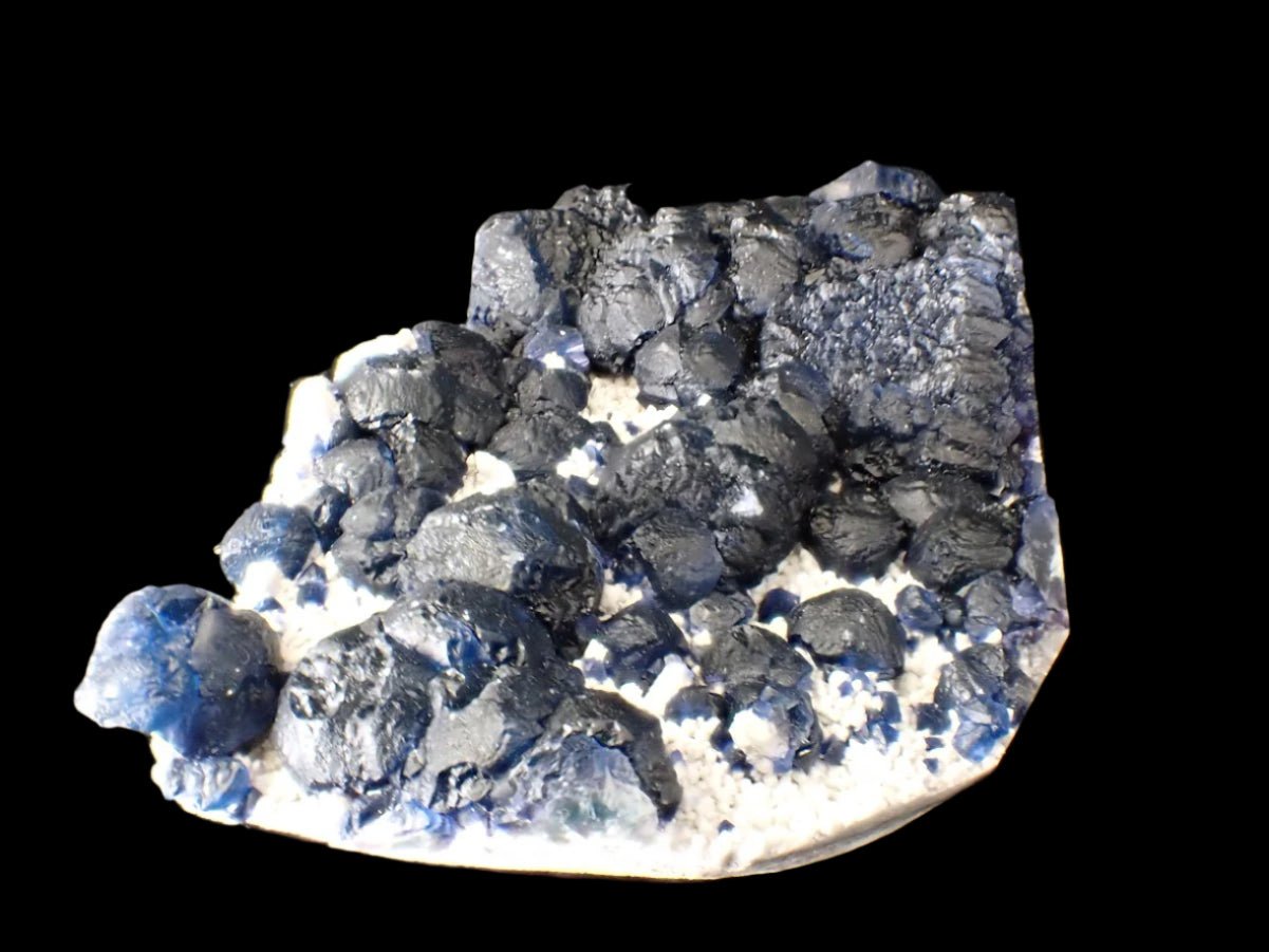 Botryoidal Blueberry Fluorite on White Matrix – Huanggang Mine, Inner Mongolia 5 x 3in. 353 grams