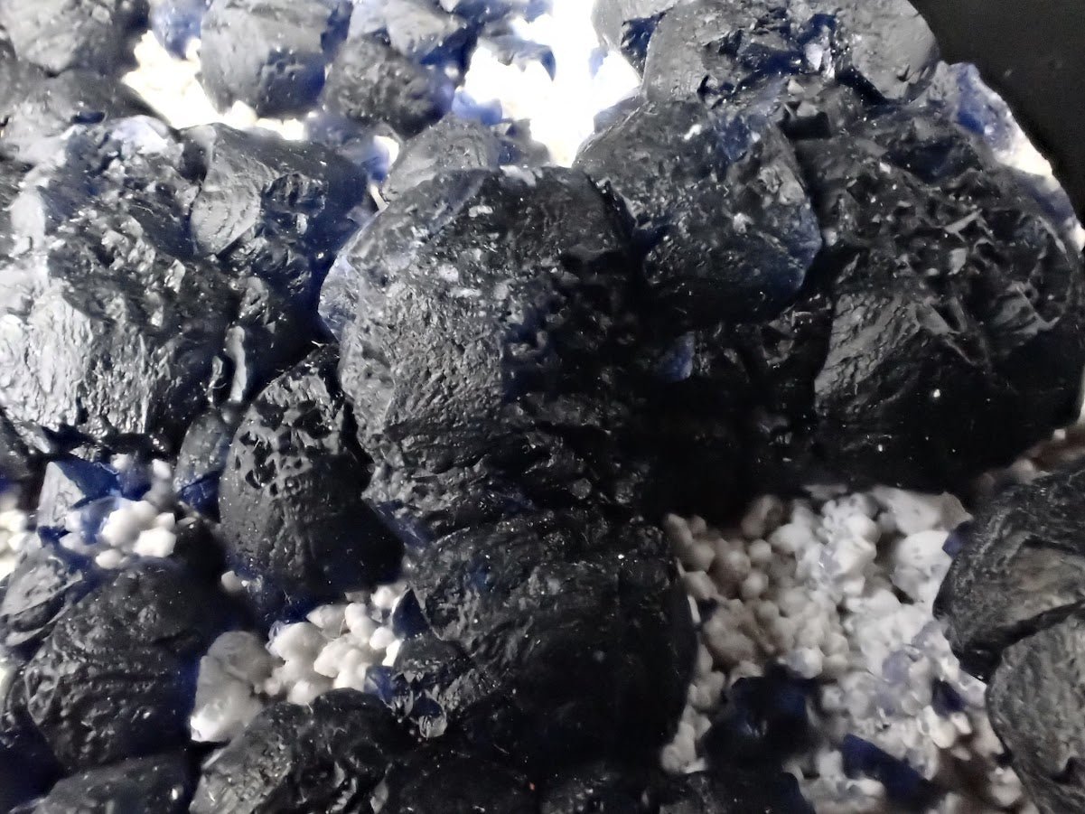 Botryoidal Blueberry Fluorite on White Matrix – Huanggang Mine, Inner Mongolia 5 x 3in. 353 grams