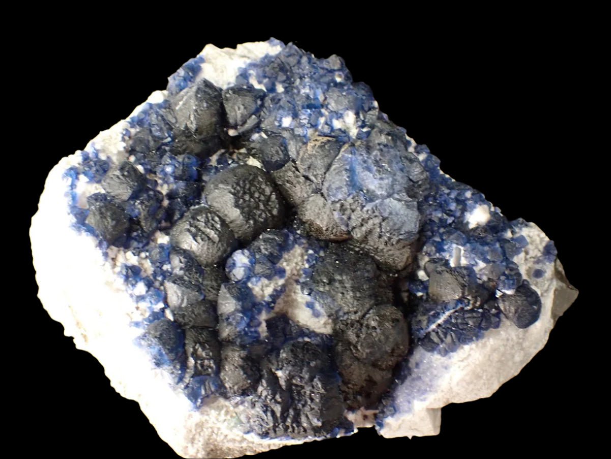 Botryoidal Blueberry Fluorite with Sharp Crystal Zoning Huanggang Mine, Inner Mongolia 3.5 x 3" 276 grams