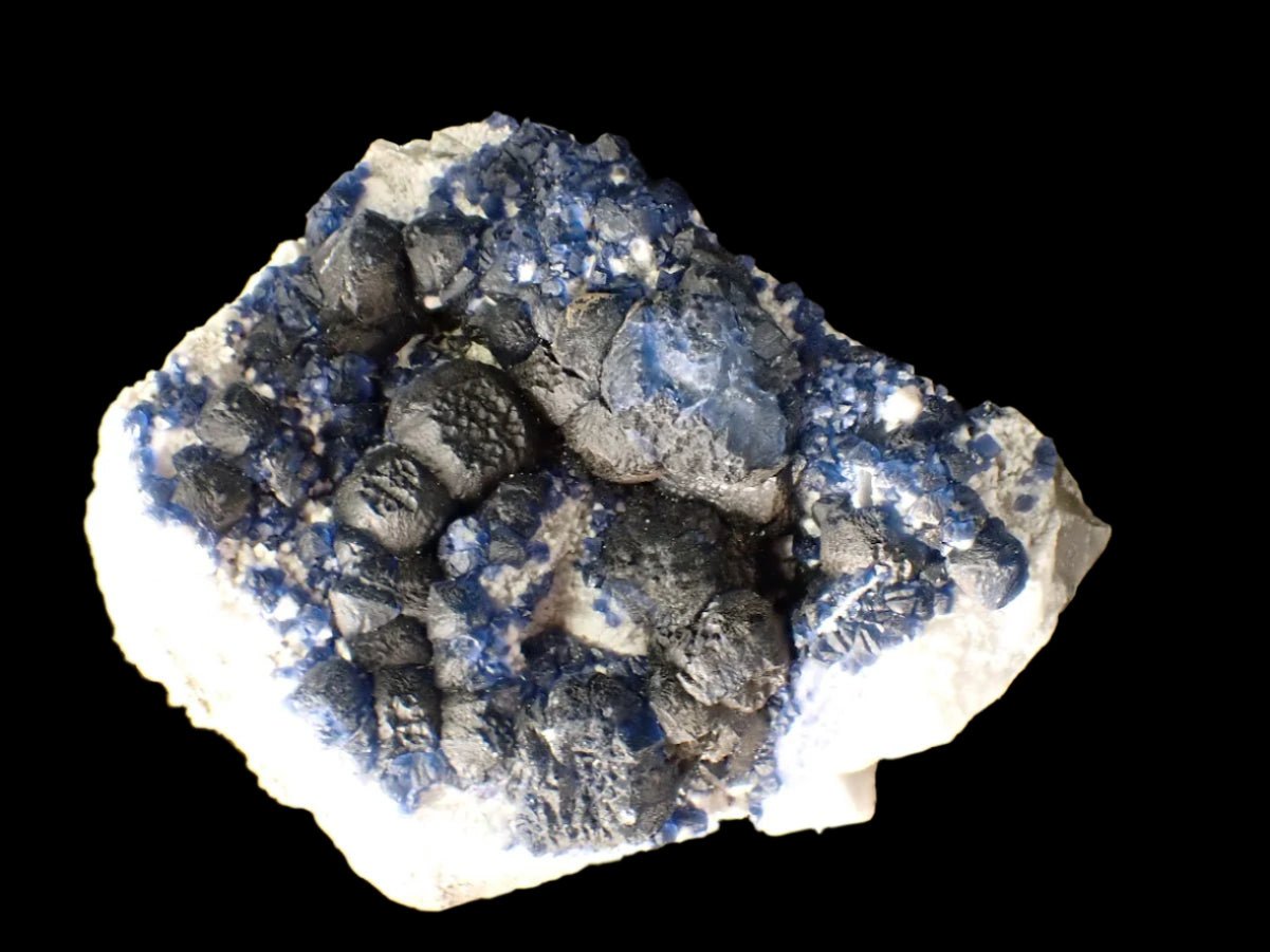 Botryoidal Blueberry Fluorite with Sharp Crystal Zoning Huanggang Mine, Inner Mongolia 3.5 x 3" 276 grams