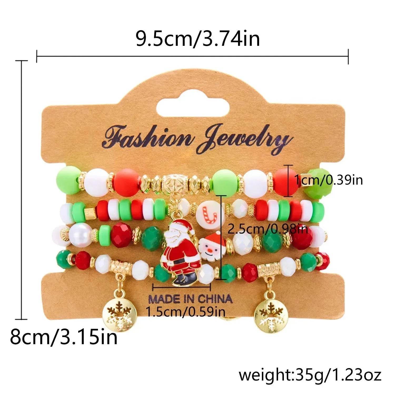 4pcs Christmas Snowman Handmade Beaded Bracelet set gift idea - Velora