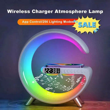 G shaped Wireless Phone Charging Night LED Lamp Bluetooth Speaker