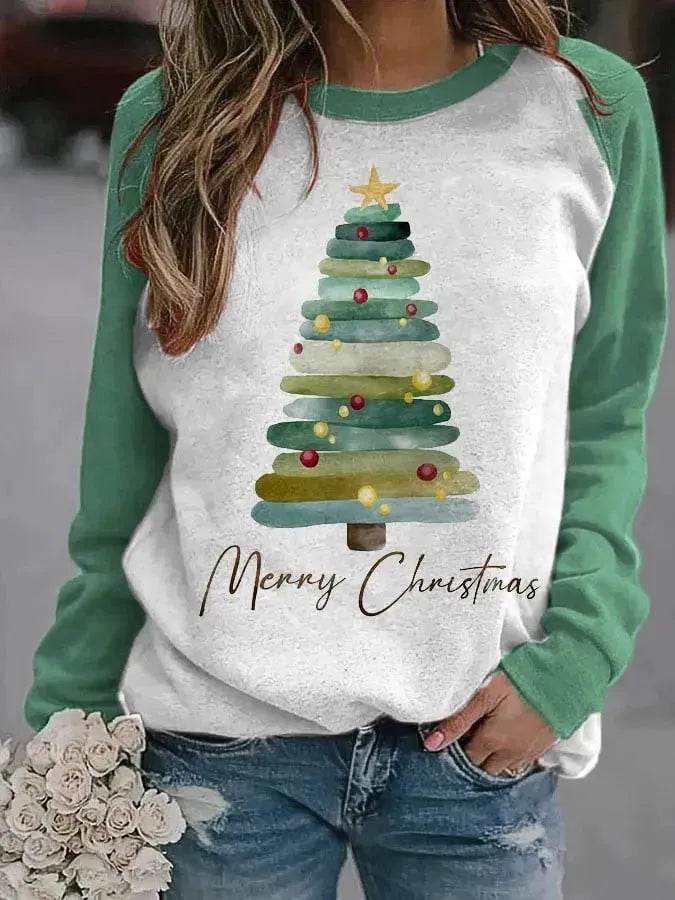 Christmas Tree 3D Digital Printing Women's Pullover Sweatshirt - Velora