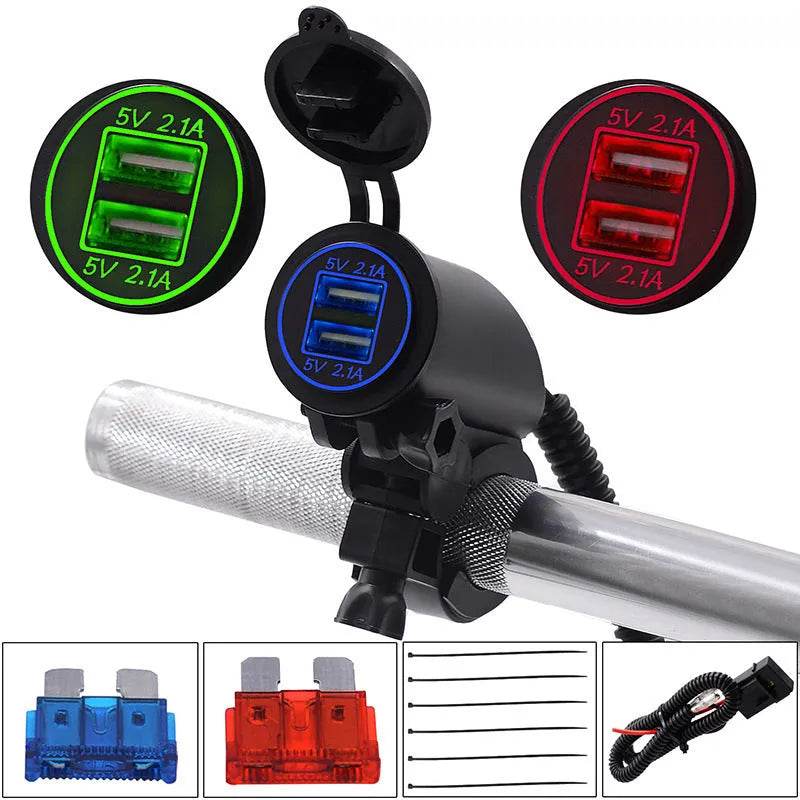 4.2A Dual USB Mobile Phone Motorcycle Car Charger - Velora