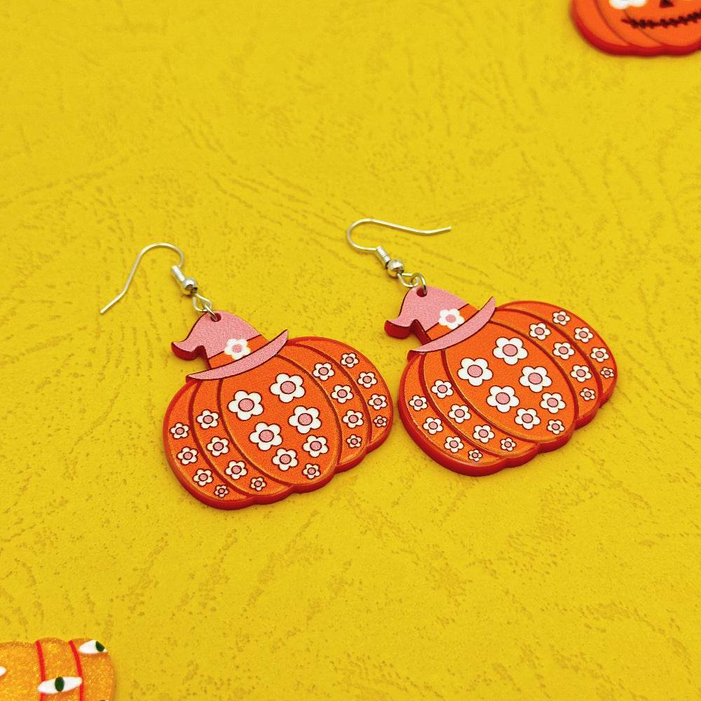 Halloween Day Ornament Colorful Ghost Eyes Funny Acrylic Earrings For Women - Velora