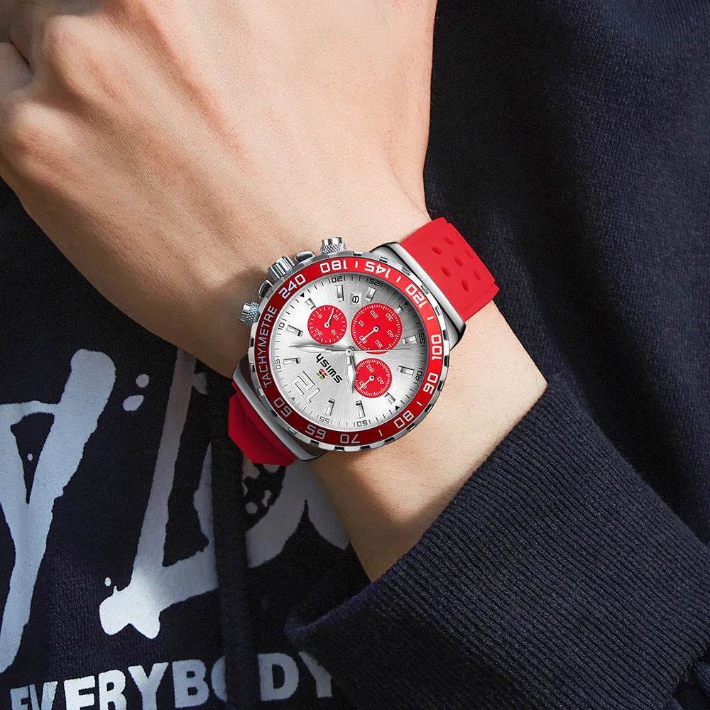 Men's Luminous Sports Breathable Hole Silicone Strap Six-pin Quartz Watch - Velora