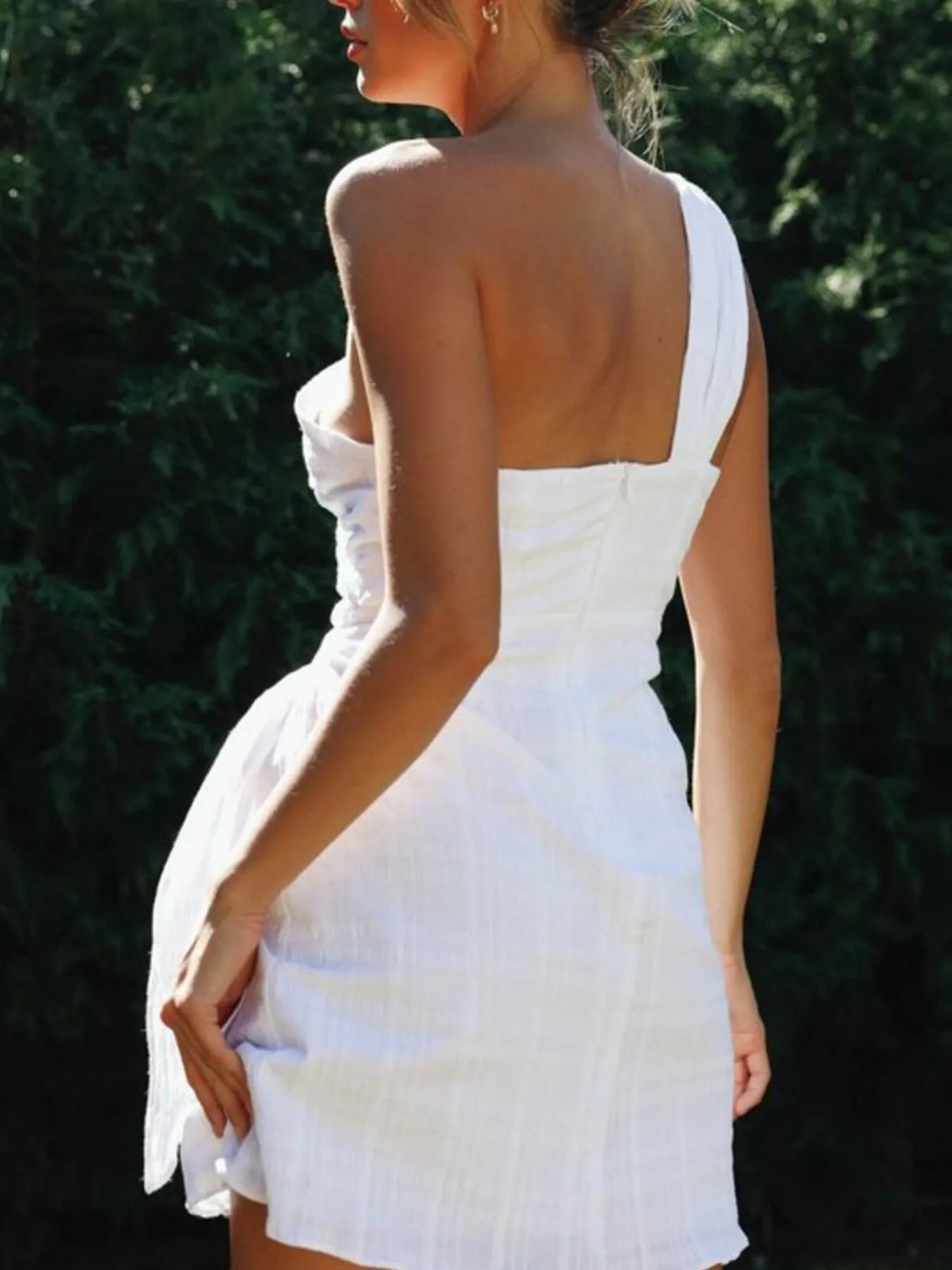 Ruched One-Shoulder Mini Dress - Velora