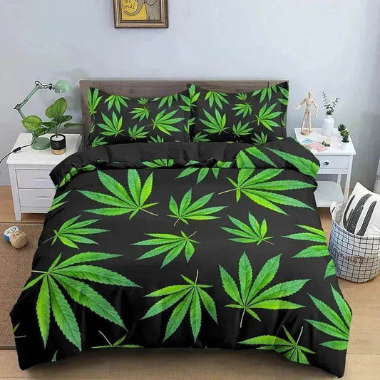 Colorful Psychedelic Weed Leaf Bedding Set - Velora