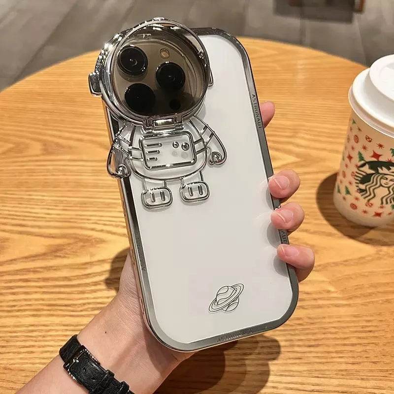 Glitter Astronaut Camera Stand Phone Case Invisible Lens Soft Cover - Velora