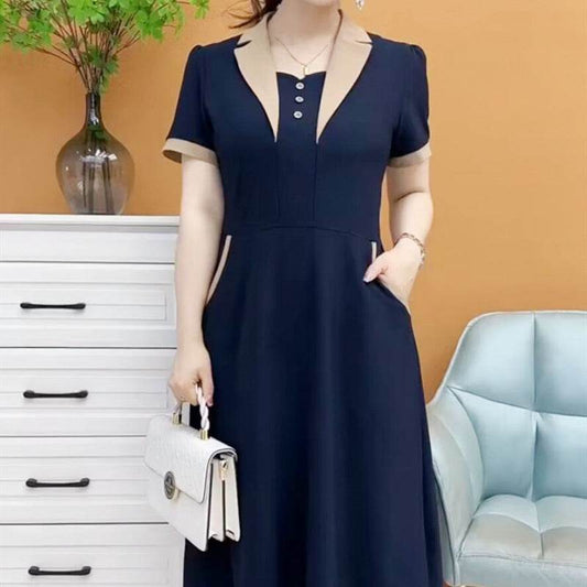 Plus Size Short Sleeve Mid-length Dress - Velora