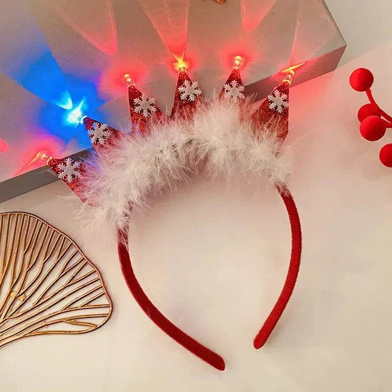 Christmas With Light Headband Snowflake Women's - Velora