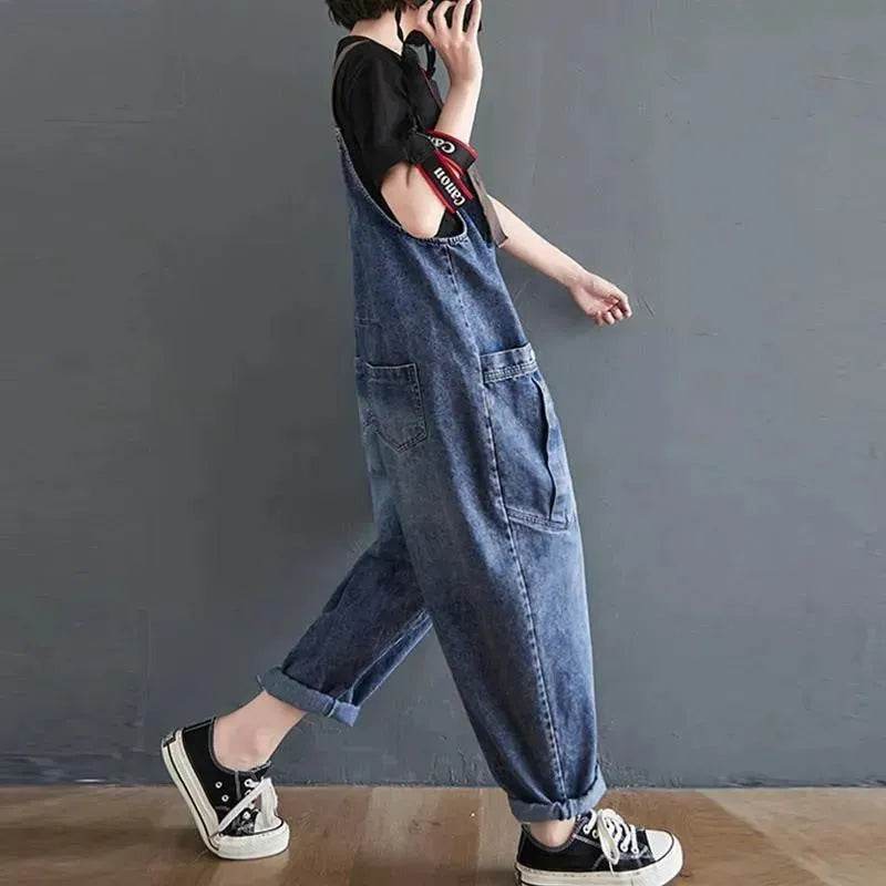 Y2K Women's Loose Denim Overalls Romper Suit - Velora