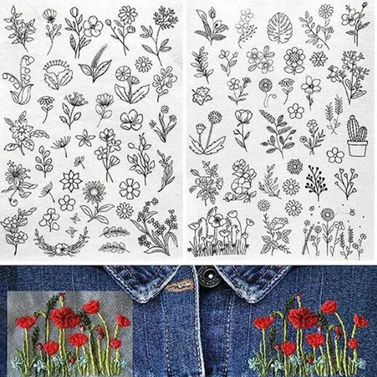 50pcs Water Soluble Stick and Stitch Embroidery Patterns stickers for Clothes - Velora