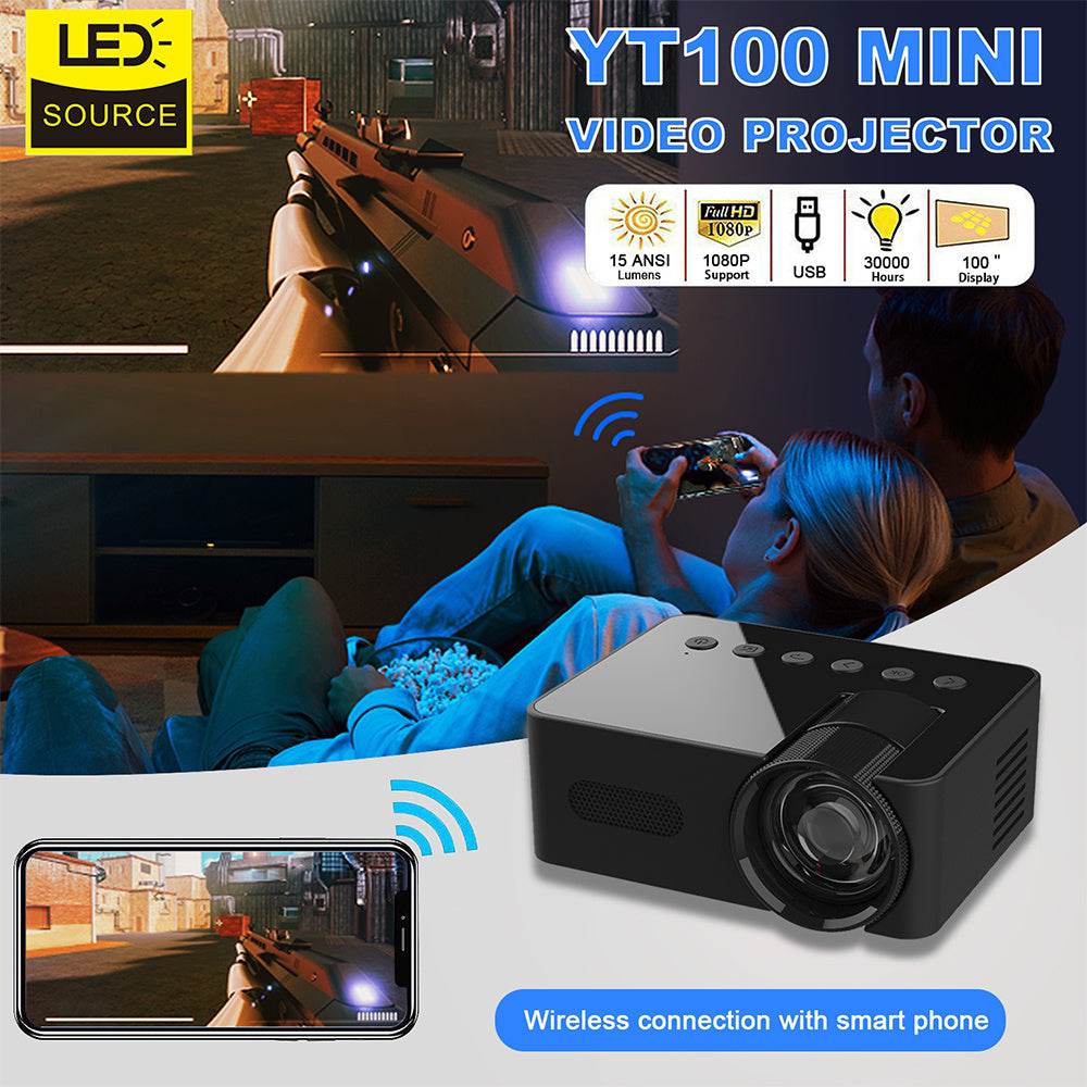 YT100 Mini Phone projector HD Home Wireless Mini Smartphone Projector - Velora