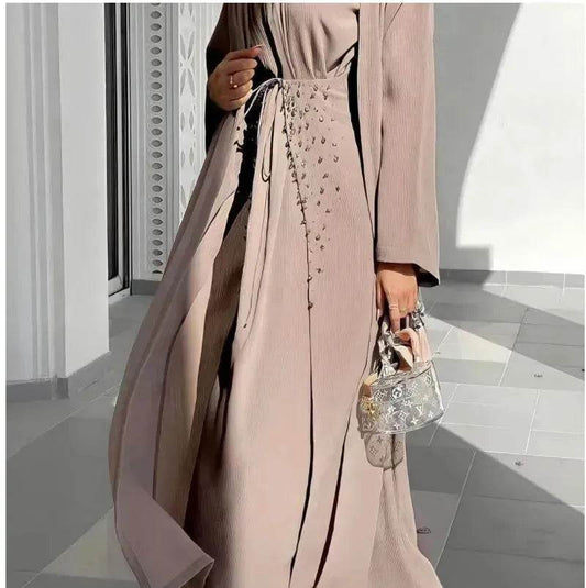 Arab3 piece set ArabDubai Abaya dress with Turban Embellished Abaya - Velora