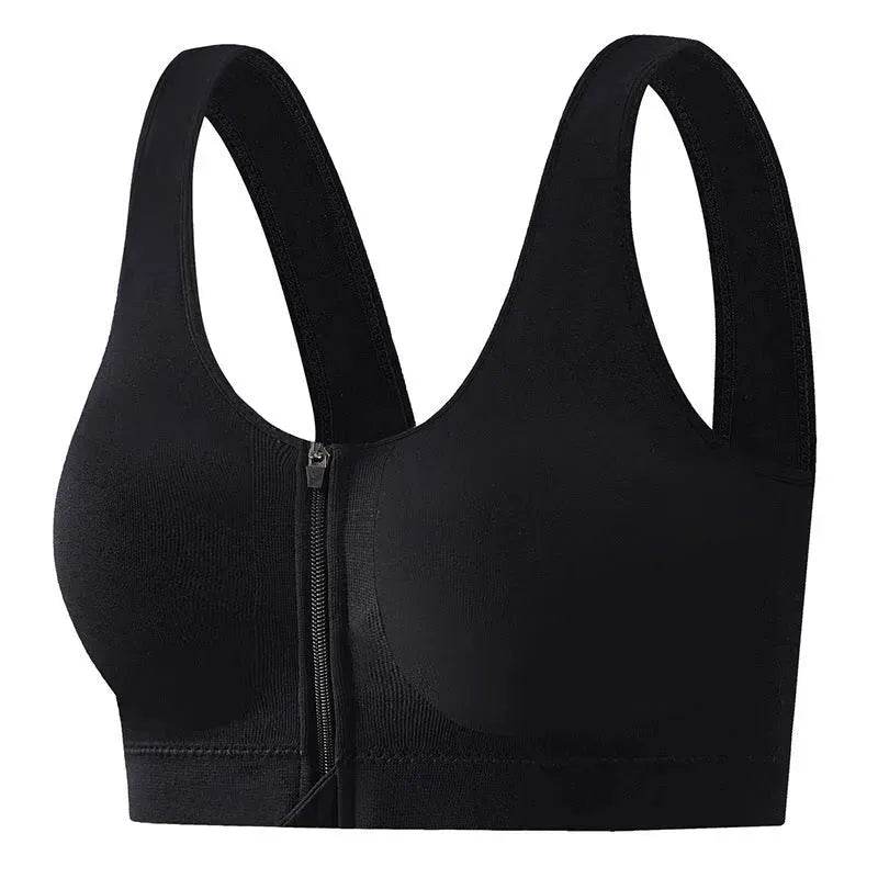 Front Zipper Sports Bra Shockproof High Strength Bra high impact sports bra - Velora