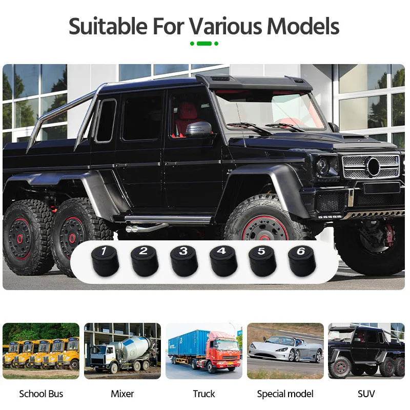 Auto Solar External Tire Pressure Monitor 6 Tire RV Trucks Car Vehicle - Velora