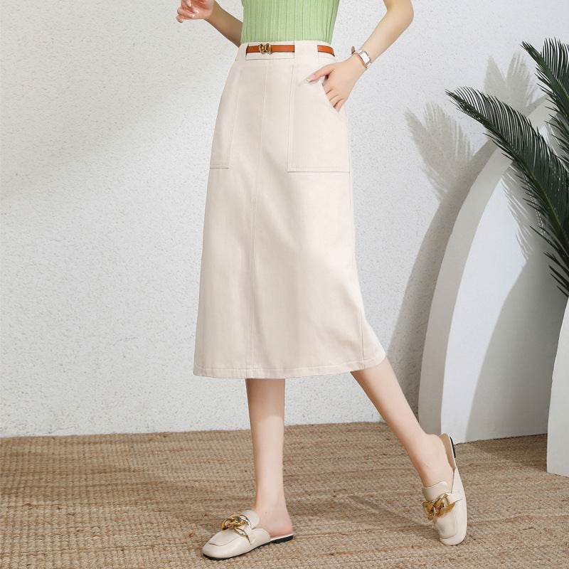 A- Line Temperament Women's Professional Formal Office Work Back Slit Midi business Skirt - Velora