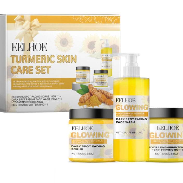 EELHOE Turmeric Skincare 3PCS Set Cleanser Cream Scrub - Velora