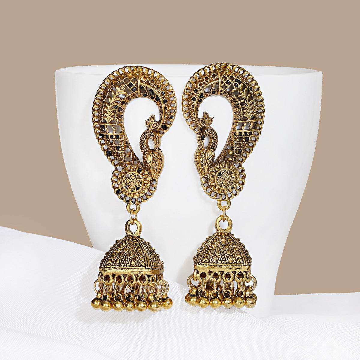 India Exaggerated Personalized Creative Bell Earrings Bohemian Retro Hollow Bird Cage - Velora