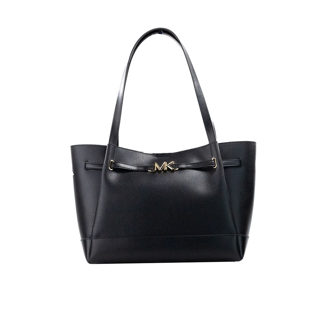 Michael Kors Reed Belted Large Tote in Black Pebbled Leather