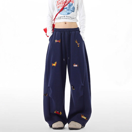Dachshund Embroidered Sweatpants – Men's Loose Casual Joggers