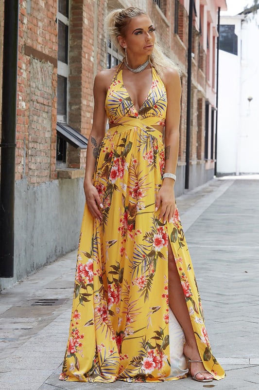 Halter Neck Split Dress - Velora