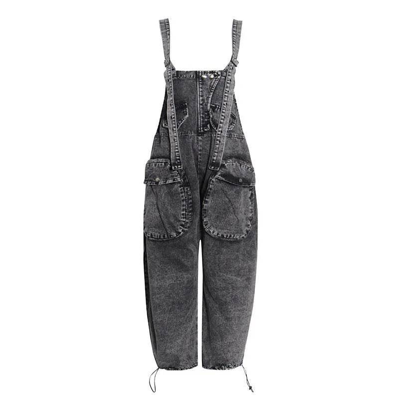 Personality Street Tooling Style Overall Baggy Jeans Pant Women - Velora