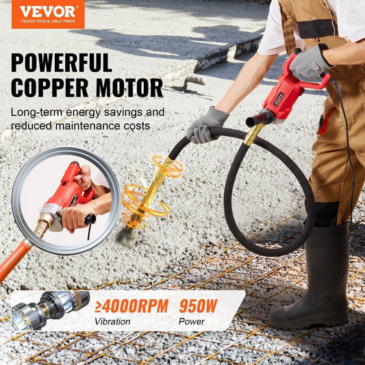 Handheld Concrete Vibrator, 800W Electric Vibrator 13000 VPM - Velora