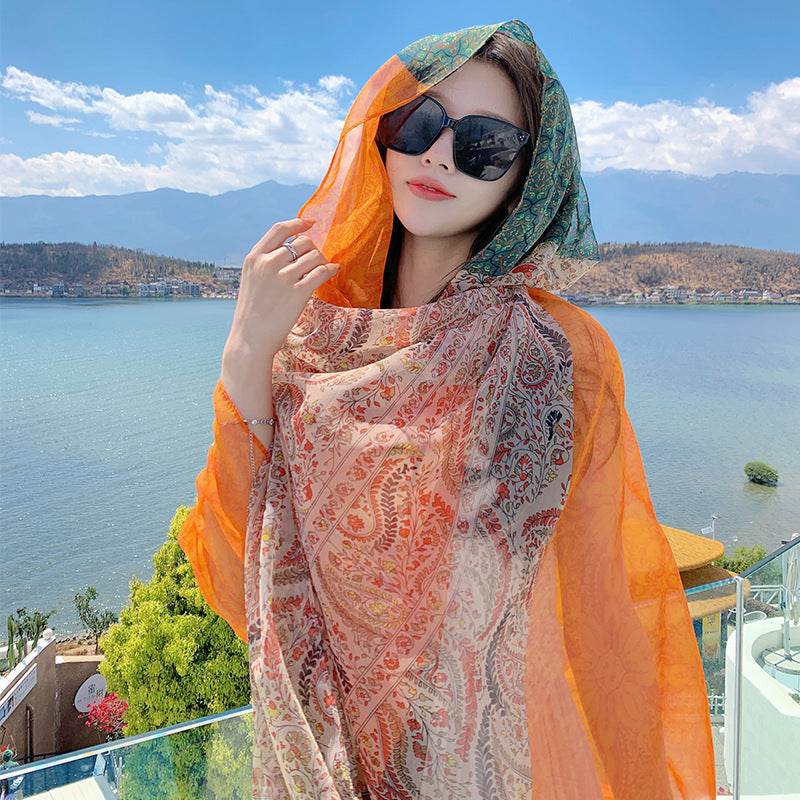 Desert Versatility For Traveling Sun Protection Toe Cap Silk Scarf - Velora
