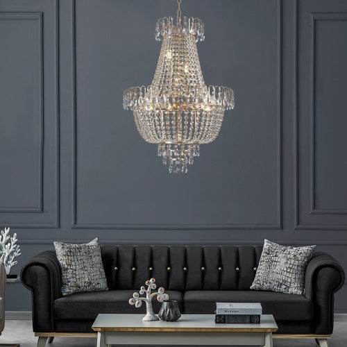 Golden Crystal Chandelier, Large Modern Luxury Chandelier, Suitable For Living Room, Dining Room, Bedroom, Hallway - No Bulb - Velora